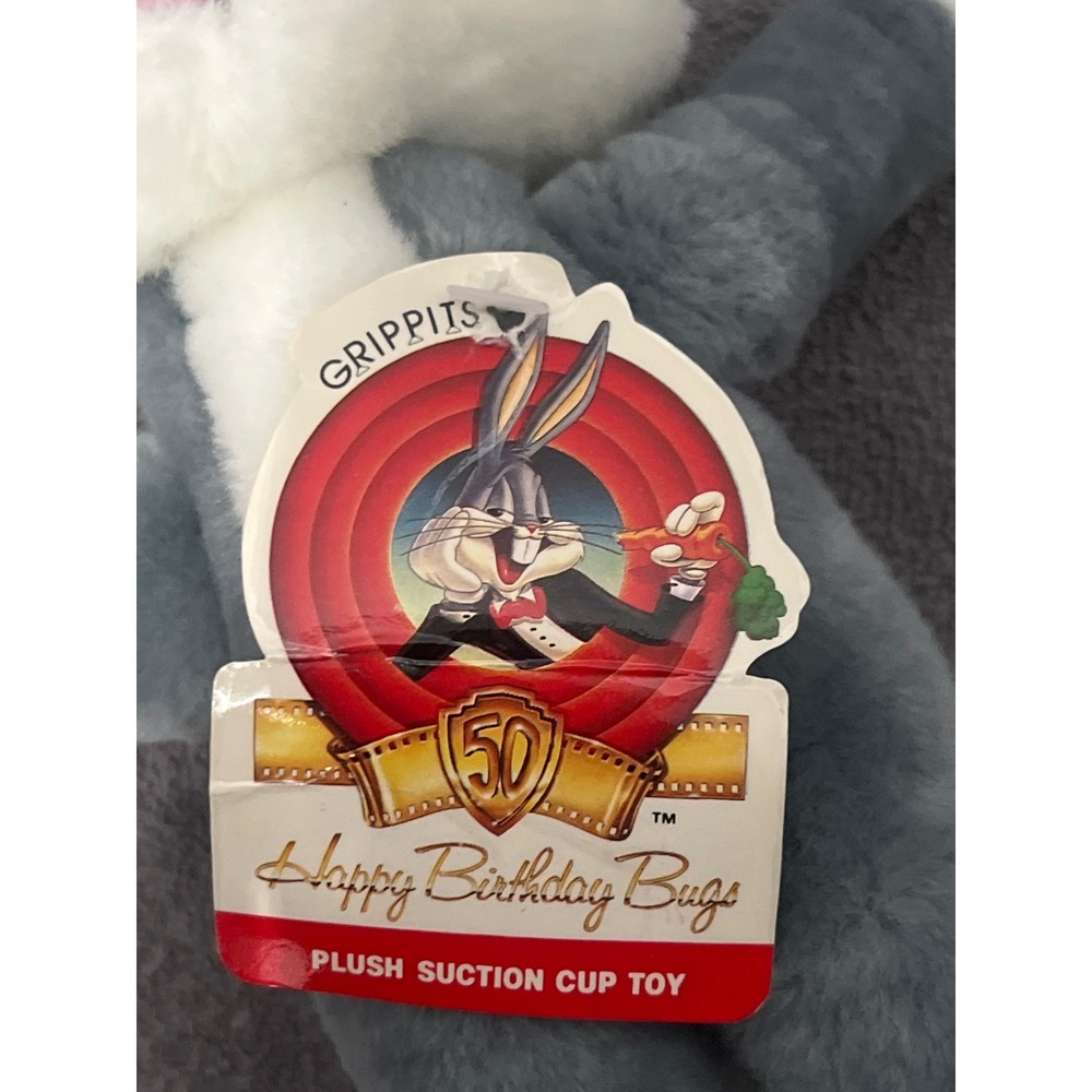 Vintage 1990 Bugs Bunny 50th Birthday Plush Suction Cup Toy Mighty Star Grippits - Picture 4 of 8
